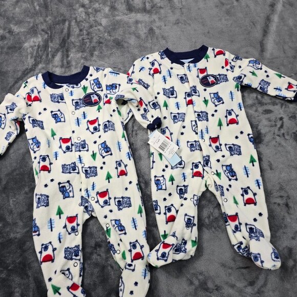Weeplay Fleece Pajama Set 3–6M NWT 2-Pack Baby Footies Happy Camper Print - Picture 10 of 12